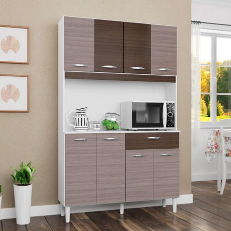 Kit Cozinha Compacta Cássia 8 Portas 1 Gaveta Amêndoa/Cappuccino - Poquema Menor preço em Kit Cozinha Compacta Cássia 8 Portas 1 Gaveta Amêndoa/Cappuccino - Poquema