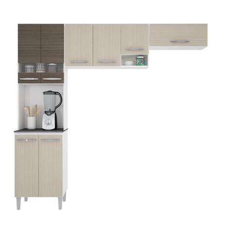 Kit Cozinha Compacta Isadora 3 Peças 8 Portas Amêndoa/Cappuccino - Poquema Menor preço em Kit Cozinha Compacta Isadora 3 Peças 8 Portas Amêndoa/Cappuccino - Poquema