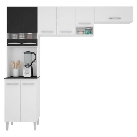 Kit Cozinha Compacta Isadora 8 Portas Branco/Preto - Poquema Menor preço em Kit Cozinha Compacta Isadora 8 Portas Branco/Preto - Poquema