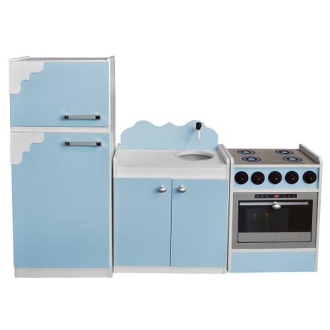 Kit Cozinha de Brinquedo Infantil 03 Peças Azul Bebê/Branco - Criança Feliz é boa?