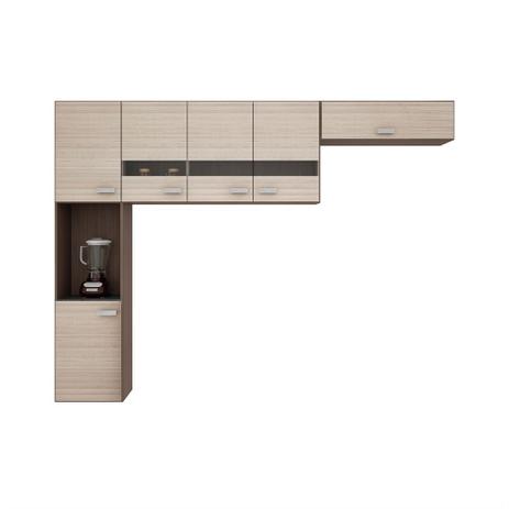 Kit Cozinha Júlia Compacta Suspensa Armário 3 Peças 6 Portas Cappuccino/Amêndoa - Poquema Menor preço em Kit Cozinha Júlia Compacta Suspensa Armário 3 Peças 6 Portas Cappuccino/Amêndoa - Poquema