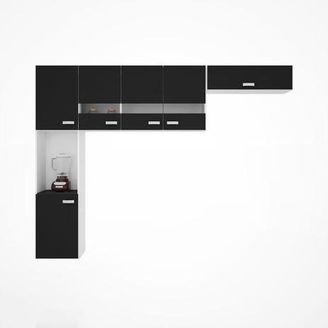 Kit Cozinha Júlia Compacta Suspensa Armário 3 Peças 6 Portas Preto - Poquema Menor preço em Kit Cozinha Júlia Compacta Suspensa Armário 3 Peças 6 Portas Preto - Poquema