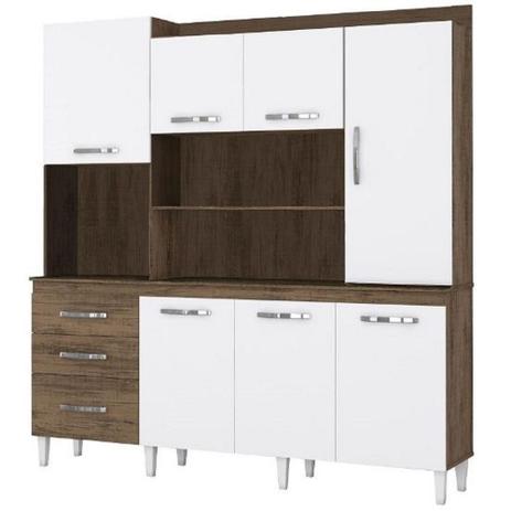 Kit Cozinha Mirela 7 Portas 3 Gavetas e Nichos - Dakota/Branco - Aramóveis - Aramoveis Menor preço em Kit Cozinha Mirela 7 Portas 3 Gavetas e Nichos - Dakota/Branco - Aramóveis - Aramoveis