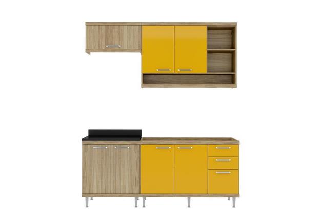 Kit Cozinha Sicília Modulada 4 Peças 5810-S6 Balcão Duplo com Tampo - Argila/Amarelo - Multimóveis é boa?