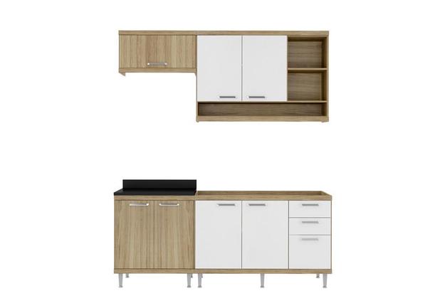 Kit Cozinha Sicília Modulada 4 Peças 5810-S6 Balcão Duplo com Tampo - Argila/Branco - Multimóveis Menor preço em Kit Cozinha Sicília Modulada 4 Peças 5810-S6 Balcão Duplo com Tampo - Argila/Branco - Multimóveis