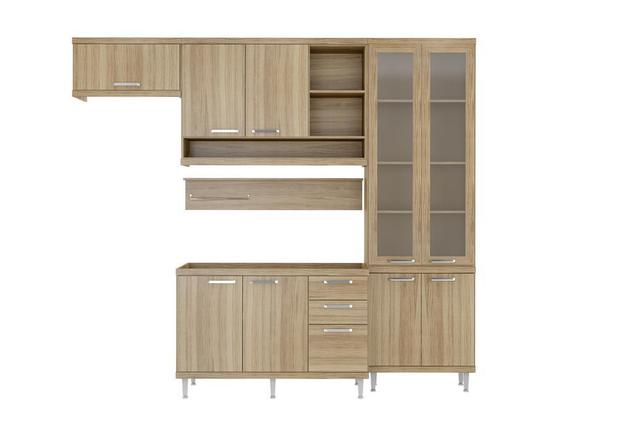 Kit Cozinha Sicília Modulada 5 Peças 5816-S9 Paneleiro duplo com Portas superiores de Vidro - Argila/Argila - Multimóveis Menor preço em Kit Cozinha Sicília Modulada 5 Peças 5816-S9 Paneleiro duplo com Portas superiores de Vidro - Argila/Argila - Multimóveis