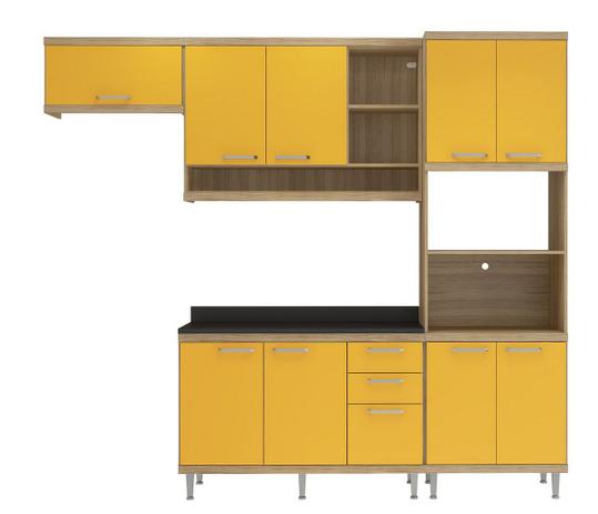 Kit Cozinha Sicilia (S14T) Cx Argila Acet Tx Fr L Ad Amarelo Tp Mdp Preto - Multimóveis - Multimoveis Menor preço em Kit Cozinha Sicilia (S14T) Cx Argila Acet Tx Fr L Ad Amarelo Tp Mdp Preto - Multimóveis - Multimoveis