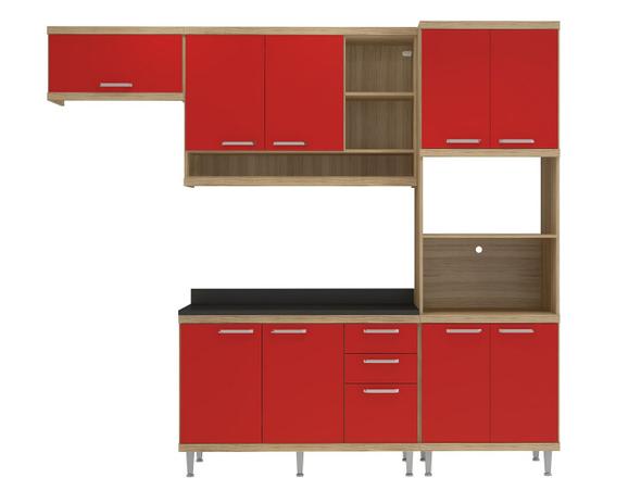 Kit Cozinha Sicilia (S14T) Cx Argila Acet Tx Fr L Ad Vermelho Tp Mdp Preto - Multimóveis - Multimoveis Menor preço em Kit Cozinha Sicilia (S14T) Cx Argila Acet Tx Fr L Ad Vermelho Tp Mdp Preto - Multimóveis - Multimoveis
