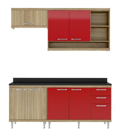 Kit Cozinha Sicilia (S6T) Cx Argila Acet Tx Fr L Ad Vermelho Tp Mdp Pr - Multimóveis - Multimoveis Menor preço em Kit Cozinha Sicilia (S6T) Cx Argila Acet Tx Fr L Ad Vermelho Tp Mdp Pr - Multimóveis - Multimoveis