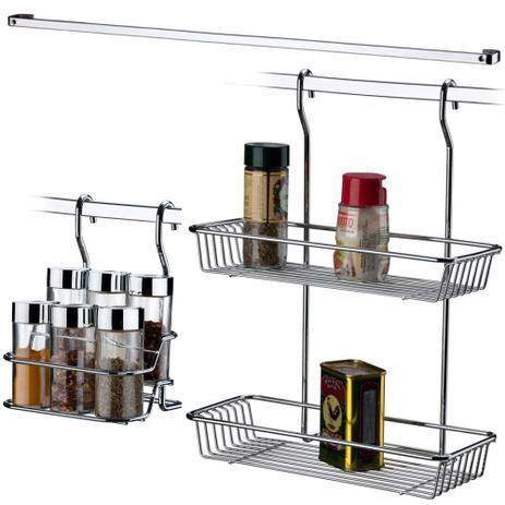 Kit Cozinha Suspensa com barra e Porta Condimentos - Future Menor preço em Kit Cozinha Suspensa com barra e Porta Condimentos - Future