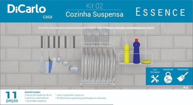 Kit Cozinha Suspensa Cook Home Nº2 Organizador Escorredor - dicarlo Menor preço em Kit Cozinha Suspensa Cook Home Nº2 Organizador Escorredor - dicarlo