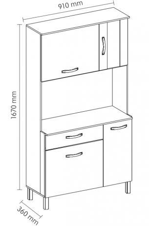 Kit Cozinha Viena Plus 910 Branco com Carvalho - Madine Móveis Menor preço em Kit Cozinha Viena Plus 910 Branco com Carvalho - Madine Móveis