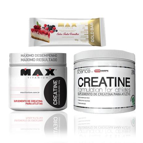 Kit Creatina 150g Max + Creatina 100g Pro Corps + Gold Bar - Max titanium Menor preço em Kit Creatina 150g Max + Creatina 100g Pro Corps + Gold Bar - Max titanium