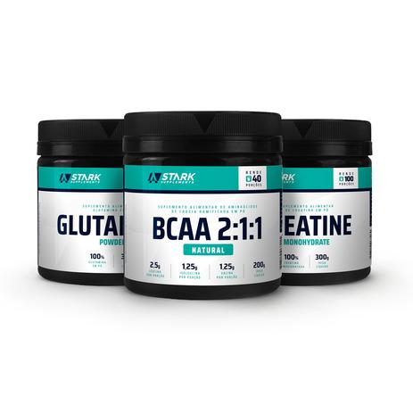 Kit Creatine Monohydrate + BCAA 2:1:1 + Glutamine Powder - Stark Supplements Menor preço em Kit Creatine Monohydrate + BCAA 2:1:1 + Glutamine Powder - Stark Supplements