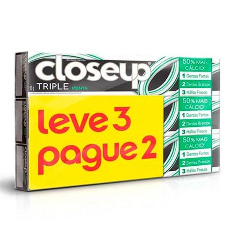 Kit Creme Dental Close Up Trip Menta 70g 3 Unidades - Closeup Menor preço em Kit Creme Dental Close Up Trip Menta 70g 3 Unidades - Closeup