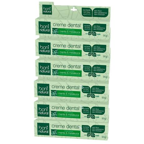 Kit Creme Dental Vegano Boni Natural com 6 unidades de 90g Menor preço em Kit Creme Dental Vegano Boni Natural com 6 unidades de 90g