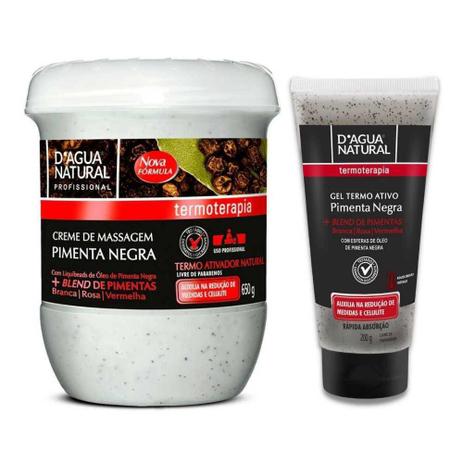 Kit Creme Pimenta Negra + Gel Termo Ativo D'Agua Natural - DAGUA NATURAL Menor preço em Kit Creme Pimenta Negra + Gel Termo Ativo D'Agua Natural - DAGUA NATURAL