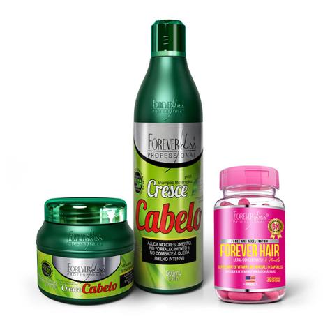Kit Cresce Cabelo com Máscara 250g, Shampoo 500ml e Forever Hair 30 caps - Forever liss é boa?