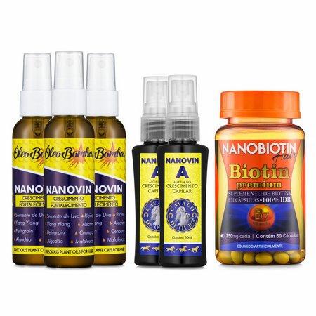 Kit crescimento capilar-3 óleos bomba 60ML+2 tônico capilar nanovin A 30ML+Biotina 60 Cápsulas Menor preço em Kit crescimento capilar-3 óleos bomba 60ML+2 tônico capilar nanovin A 30ML+Biotina 60 Cápsulas