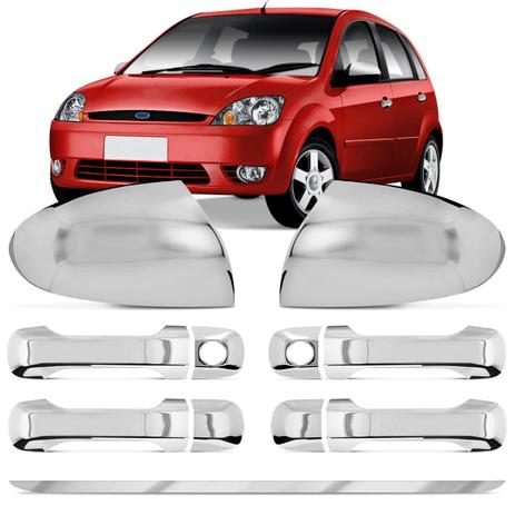 Kit Cromado Ford Fiesta 2003 a 2007 Aplique Maçaneta e Retrovisor + Adesivo Porta Malas - Prime Menor preço em Kit Cromado Ford Fiesta 2003 a 2007 Aplique Maçaneta e Retrovisor + Adesivo Porta Malas - Prime