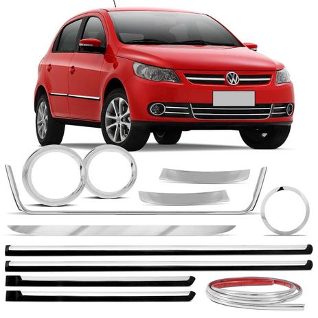 Kit Cromado Gol G5 09 a 12 Friso Lateral e Porta-malas + Aros dos Milhas + Anel Coifa de Câmbio - Carrhel Menor preço em Kit Cromado Gol G5 09 a 12 Friso Lateral e Porta-malas + Aros dos Milhas + Anel Coifa de Câmbio - Carrhel
