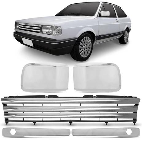 Kit Cromado Gol Parati Saveiro G1 Grade Cinza Escuro Friso Aplique Retrovisor Maçaneta Furo - Prime Menor preço em Kit Cromado Gol Parati Saveiro G1 Grade Cinza Escuro Friso Aplique Retrovisor Maçaneta Furo - Prime