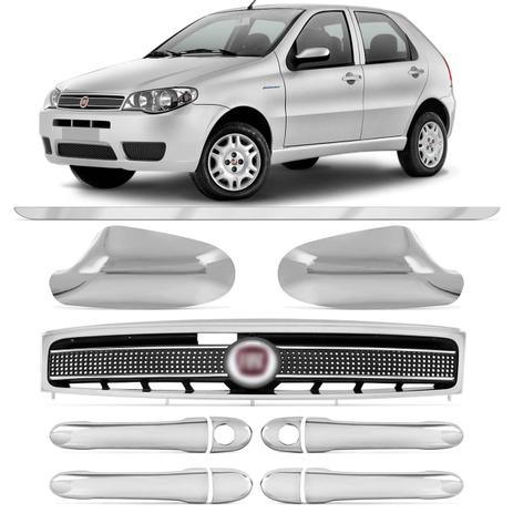 Kit Cromado Palio G3 04 a 15 Grade Aplique Maçaneta Retrovisor Frisos Finos - Prime Menor preço em Kit Cromado Palio G3 04 a 15 Grade Aplique Maçaneta Retrovisor Frisos Finos - Prime