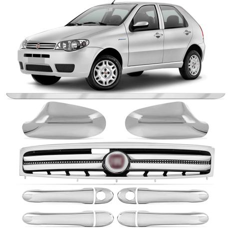 Kit Cromado Palio G3 04 a 15 Grade Aplique Maçaneta Retrovisor Frisos Grossos - Prime Menor preço em Kit Cromado Palio G3 04 a 15 Grade Aplique Maçaneta Retrovisor Frisos Grossos - Prime
