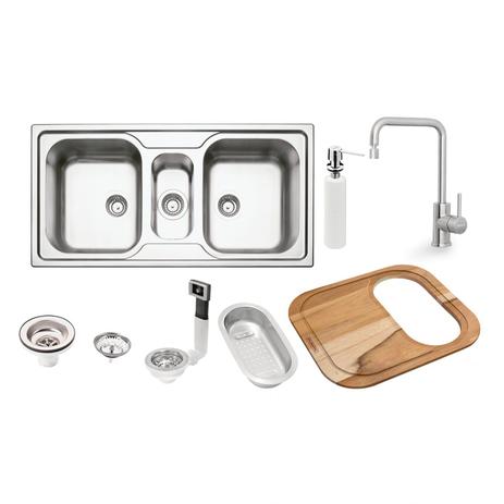 Kit Cuba Sobrepor com Misturador e Acessórios 8 Peças Marea Tramontina Menor preço em Kit Cuba Sobrepor com Misturador e Acessórios 8 Peças Marea Tramontina