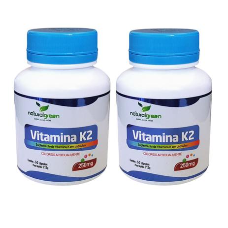 Kit de 2 Unidades Vitamina K2 120 Cápsulas - Natural green Menor preço em Kit de 2 Unidades Vitamina K2 120 Cápsulas - Natural green
