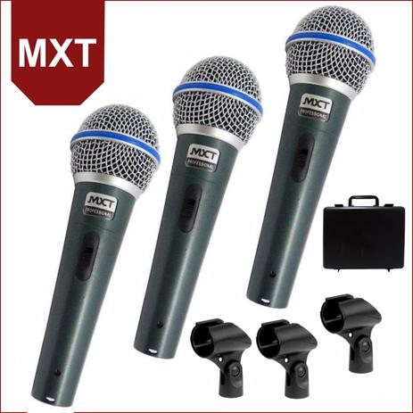 Kit de 3 Microfones de mão dinâmico MXT BTM-58A Menor preço em Kit de 3 Microfones de mão dinâmico MXT BTM-58A