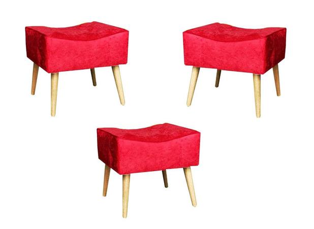 Kit De 3 Puff Vermelho Quadrado Pés Palito Ibm Móveis - Imb móveis Menor preço em Kit De 3 Puff Vermelho Quadrado Pés Palito Ibm Móveis - Imb móveis