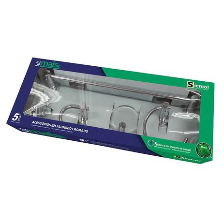 Kit de Acessórios p/ Banheiro 5 peças em Alumínio Cromado - Sicmol é ruim? Kit de Acessórios p/ Banheiro 5 peças em Alumínio Cromado - Sicmol é boa?
