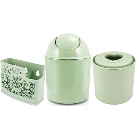 Menor preço em Kit De Acessórios P/ Banheiros 3 Peças - Jacki Design verde