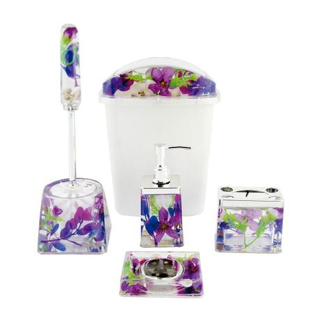 Kit De Acessórios Para Banheiro Decorado 5 Peças - Clink Menor preço em Kit De Acessórios Para Banheiro Decorado 5 Peças - Clink