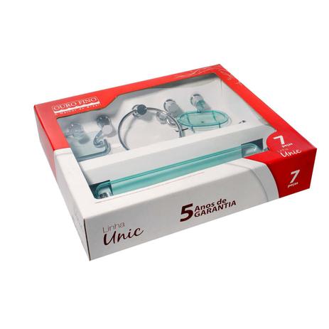 Kit de Acessórios para Banheiro Ouro Fino Unic 7 Peças Transparente Menor preço em Kit de Acessórios para Banheiro Ouro Fino Unic 7 Peças Transparente