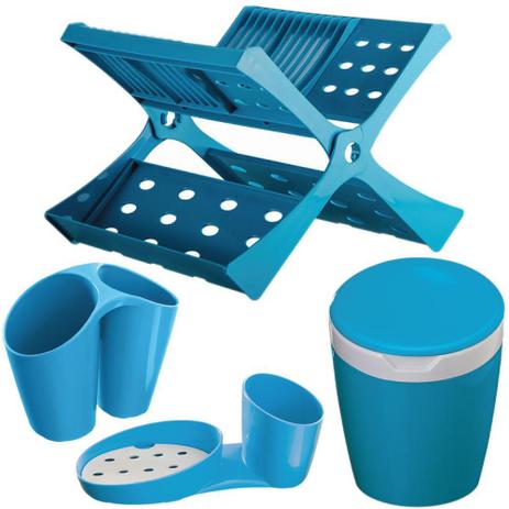 Kit de Acessórios para Cozinha Astra 04 Peças Azul Blue Berry Menor preço em Kit de Acessórios para Cozinha Astra 04 Peças Azul Blue Berry