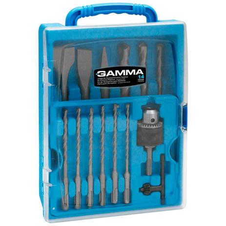 Kit de acessórios para Martelete Perfurador Rompedor SDS-plus com 14 peças - G19533AC - Gamma Menor preço em Kit de acessórios para Martelete Perfurador Rompedor SDS-plus com 14 peças - G19533AC - Gamma