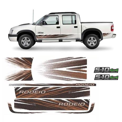 Kit de Adesivo Faixa Lateral S10 Rodeio 2011 4x4 Turbo Verde - Sportinox Menor preço em Kit de Adesivo Faixa Lateral S10 Rodeio 2011 4x4 Turbo Verde - Sportinox
