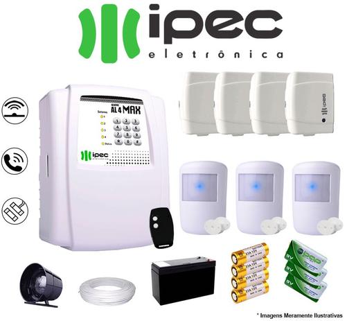 Kit de Alarme Residencial IPEC 4 Sensores Magnético 3 Sensores Infravermelho S/ FIo Completo Menor preço em Kit de Alarme Residencial IPEC 4 Sensores Magnético 3 Sensores Infravermelho S/ FIo Completo
