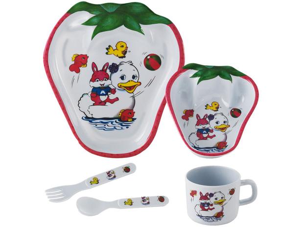 Kit de Alimentação Infantil 5 Peças Baby Style - Morango Menor preço em Kit de Alimentação Infantil 5 Peças Baby Style - Morango