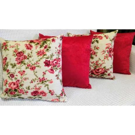 Kit de Almofadas Chenile com 04 Peças 43cm x 43cm cada c/ Enchimento - Floral/Vermelho - Ingrid bordados é boa?