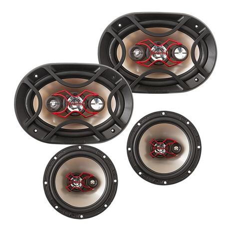Kit de ALTO-FALANTES Bravox Facil BLACK - PAR Quadriaxial 6”X9” B4X69X + PAR Triaxial 6” TR6BK - 240W RMS Menor preço em Kit de ALTO-FALANTES Bravox Facil BLACK - PAR Quadriaxial 6”X9” B4X69X + PAR Triaxial 6” TR6BK - 240W RMS