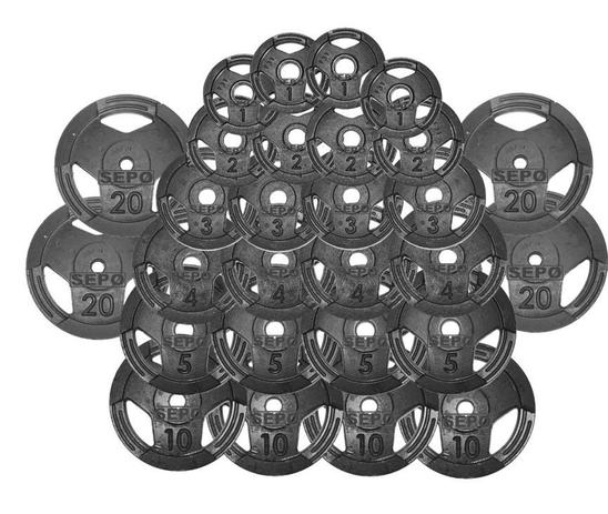 Kit de Anilhas Sport Luxo - 180 Kg - Sepo - pesos Menor preço em Kit de Anilhas Sport Luxo - 180 Kg - Sepo - pesos