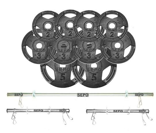 Kit de Anilhas Sport Luxo 30 Kg + Barras com Presilhas - Sepo - pesos é ruim? Kit de Anilhas Sport Luxo 30 Kg + Barras com Presilhas - Sepo - pesos é boa?