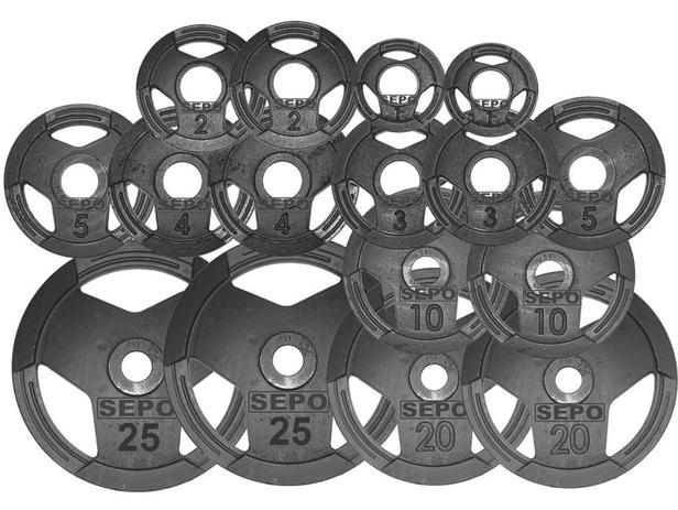 Kit de Anilhas Sport Luxo com Furação Olímpica - 140Kg - Sepo - pesos Menor preço em Kit de Anilhas Sport Luxo com Furação Olímpica - 140Kg - Sepo - pesos