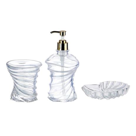 Kit de banheiro de vidro 3 pcs 9,4cm x 8,7cm x 15,5cm 9,8cm - Btc decor Menor preço em Kit de banheiro de vidro 3 pcs 9,4cm x 8,7cm x 15,5cm 9,8cm - Btc decor
