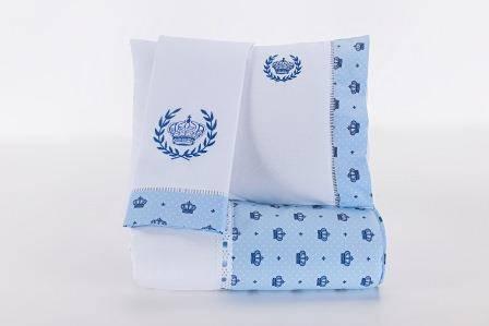 Kit de Berço 4 Peças 100 Algodão Coroa Azul - A.constantini enxoval de bebê é boa?