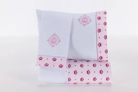 Kit de Berço 4 Peças 100 Algodão Coroa Rosa - A.constantini enxoval de bebê é boa?