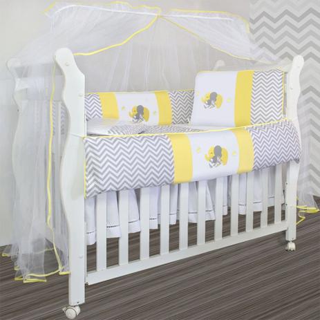 Kit de Berço Baby 09 Peças - Elefante Chevron Amarelo - Laura baby Menor preço em Kit de Berço Baby 09 Peças - Elefante Chevron Amarelo - Laura baby